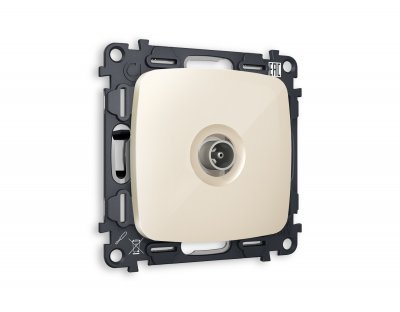 Комплект механизма TV розетки проходной OMEGA MO313030 Бежевый глянец 5-1000 MHz 4dB QUANT Ambrella Volt