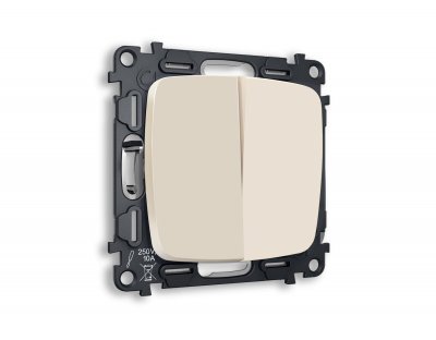 Комплект механизма 2-клавишного выключателя OMEGA MO323010 Бежевый матовый QUANT Ambrella Volt Комплект механизма 2-клавишного выключателя OMEGA MO323010 Бежевый матовый QUANT Ambrella Volt