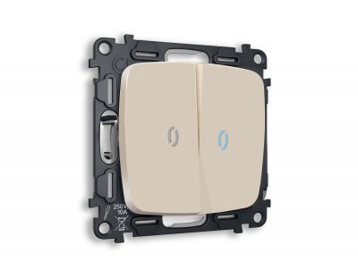 Комплект механизма 2-клавишного выключателя с подсветкой 10000K OMEGA MO324020 Бежевый матовый QUANT Ambrella Volt Комплект механизма 2-клавишного выключателя с подсветкой 10000K OMEGA MO324020 Бежевый матовый QUANT Ambrella Volt