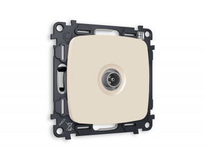 Комплект механизма TV розетки проходной OMEGA MO333030 Бежевый матовый 5-1000 MHz 4dB QUANT Ambrella Volt