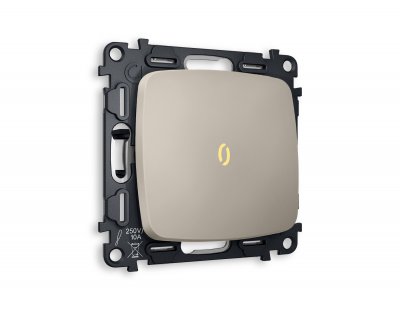 Комплект механизма 1-клавишного проходного выключателя с подсветкой 3200K OMEGA MO362030 Серо-бежевый матовый QUANT Ambrella Volt