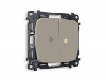 Комплект механизма 2-клавишного выключателя с подсветкой 3200K OMEGA MO364010 Серо-бежевый матовый QUANT Ambrella Volt