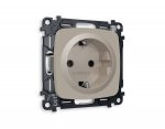 Комплект механизма электрической розетки OMEGA MO366010 Серо-бежевый матовый с заземлением на винтовых зажимах 2P+E 16A-250V QUANT Ambrella Volt