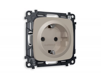Комплект механизма электрической розетки OMEGA MO367010 Серо-бежевый матовый с заземлением со шторками 2P+E 16A-250V QUANT Ambrella Volt Комплект механизма электрической розетки OMEGA MO367010 Серо-бежевый матовый с заземлением со шторками 2P+E 16A-250V QUANT Ambrella Volt