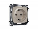 Комплект механизма электрической розетки OMEGA MO367010 Серо-бежевый матовый с заземлением со шторками 2P+E 16A-250V QUANT Ambrella Volt