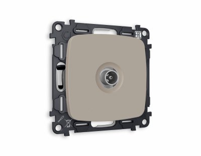 Комплект механизма TV розетки оконечной OMEGA MO373010 Серо-бежевый матовый 50-870 MHz 1dB QUANT Ambrella Volt