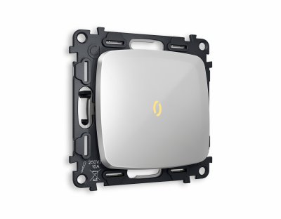 Комплект механизма 1-клавишного выключателя с подсветкой 3200K OMEGA MO402010 Серебро глянец QUANT Ambrella Volt Комплект механизма 1-клавишного выключателя с подсветкой 3200K OMEGA MO402010 Серебро глянец QUANT Ambrella Volt