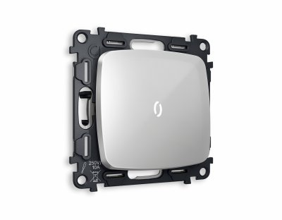 Комплект механизма 1-клавишного выключателя с подсветкой 5600K OMEGA MO402015 Серебро глянец QUANT Ambrella Volt