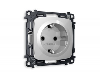 Комплект механизма электрической розетки OMEGA MO406010 Серебро глянец с заземлением на винтовых зажимах 2P+E 16A-250V QUANT Ambrella Volt Комплект механизма электрической розетки OMEGA MO406010 Серебро глянец с заземлением на винтовых зажимах 2P+E 16A-250V QUANT Ambrella Volt