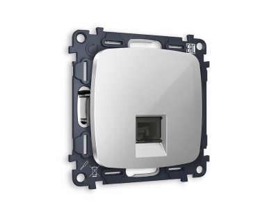 Комплект механизма компьютерной розетки OMEGA MO412010 Серебро глянец RJ-45(8P8C) CAT6 с защитной шторкой QUANT Ambrella Volt Комплект механизма компьютерной розетки OMEGA MO412010 Серебро глянец RJ-45(8P8C) CAT6 с защитной шторкой QUANT Ambrella Volt