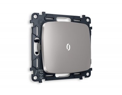 Комплект механизма 1-клавишного выключателя с подсветкой 5600K OMEGA MO502015 Сталь матовый QUANT Ambrella Volt