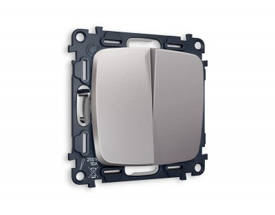 Комплект механизма 2-клавишного выключателя OMEGA MO503010 Сталь матовый QUANT Ambrella Volt Комплект механизма 2-клавишного выключателя OMEGA MO503010 Сталь матовый QUANT Ambrella Volt