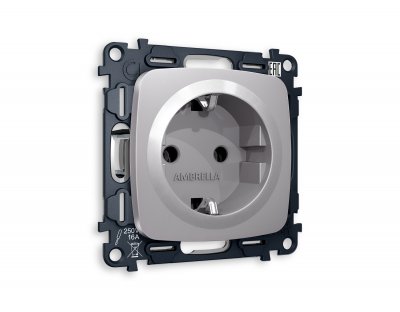 Комплект механизма электрической розетки OMEGA MO506010 Сталь матовый с заземлением на винтовых зажимах 2P+E 16A-250V QUANT Ambrella Volt Комплект механизма электрической розетки OMEGA MO506010 Сталь матовый с заземлением на винтовых зажимах 2P+E 16A-250V QUANT Ambrella Volt