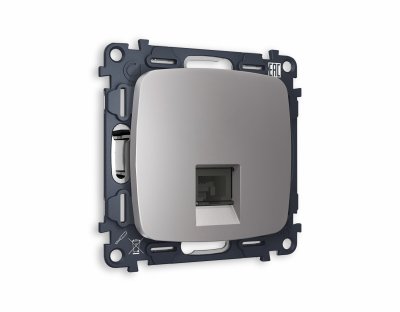 Комплект механизма телефонной розетки OMEGA MO512030 Сталь матовый RJ-11(4P4C) с защитной шторкой QUANT Ambrella Volt Комплект механизма телефонной розетки OMEGA MO512030 Сталь матовый RJ-11(4P4C) с защитной шторкой QUANT Ambrella Volt