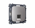 Комплект механизма телефонной розетки OMEGA MO512030 Сталь матовый RJ-11(4P4C) с защитной шторкой QUANT Ambrella Volt