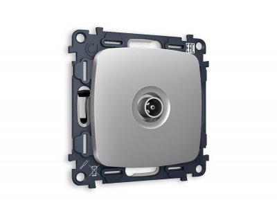 Комплект механизма TV розетки проходной OMEGA MO513030 Сталь матовый 5-1000 MHz 4dB QUANT Ambrella Volt