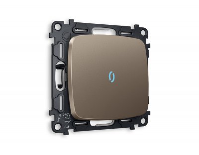 Комплект механизма 1-клавишного проходного выключателя с подсветкой 10000K OMEGA MO632040 Темная бронза матовый QUANT Ambrella Volt