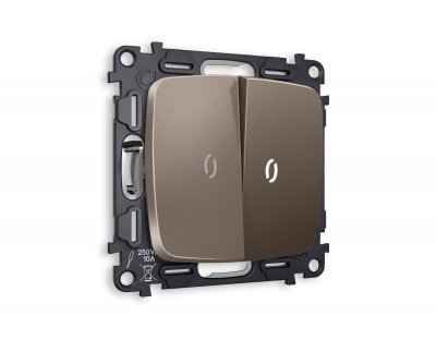 Комплект механизма 2-клавишного проходного выключателя с подсветкой 5600K OMEGA MO634035 Темная бронза матовый QUANT Ambrella Volt Комплект механизма 2-клавишного проходного выключателя с подсветкой 5600K OMEGA MO634035 Темная бронза матовый QUANT Ambrella Volt