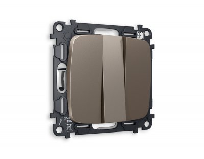 Комплект механизма 3-клавишного выключателя OMEGA MO635010 Темная бронза матовый QUANT Ambrella Volt Комплект механизма 3-клавишного выключателя OMEGA MO635010 Темная бронза матовый QUANT Ambrella Volt