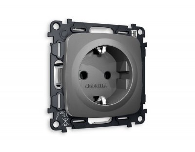 Комплект механизма электрической розетки OMEGA MO656010 Антрацит серый с заземлением на винтовых зажимах 2P+E 16A-250V QUANT Ambrella Volt Комплект механизма электрической розетки OMEGA MO656010 Антрацит серый с заземлением на винтовых зажимах 2P+E 16A-250V QUANT Ambrella Volt