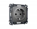 Комплект механизма электрической розетки OMEGA MO657010 Антрацит серый с заземлением и шторками 2P+E 16A-250V QUANT Ambrella Volt