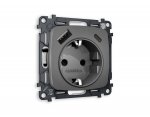 Комплект механизма электрической розетки OMEGA MO660010 Антрацит серый 2USB A+C 20W быстрая зарядка с заземлением и шторками 2P+E 16A-250V QUANT Ambrella Volt