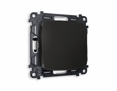 Комплект механизма 1-клавишного проходного выключателя OMEGA MO801020 Черный матовый QUANT Ambrella Volt