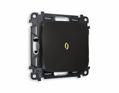 Комплект механизма 1-клавишного проходного выключателя с подсветкой 3200K OMEGA MO802030 Черный матовый QUANT Ambrella Volt