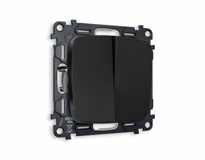 Комплект механизма 2-клавишного выключателя OMEGA MO803010 Черный матовый QUANT Ambrella Volt Комплект механизма 2-клавишного выключателя OMEGA MO803010 Черный матовый QUANT Ambrella Volt