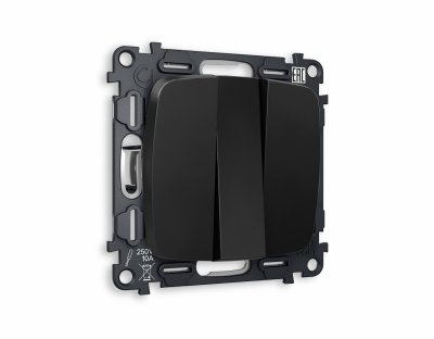 Комплект механизма 3-клавишного выключателя OMEGA MO805010 Черный матовый QUANT Ambrella Volt Комплект механизма 3-клавишного выключателя OMEGA MO805010 Черный матовый QUANT Ambrella Volt