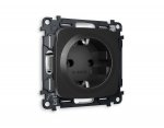 Комплект механизма электрической розетки OMEGA MO806010 Черный матовый с заземлением на винтовых зажимах 2P+E 16A-250V QUANT Ambrella Volt