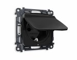 Комплект механизма электрической розетки OMEGA MO808010 Черный матовый с заземлением с шторками и защитной крышкой 2P+E 16A-250V IP44 QUANT Ambrella Volt