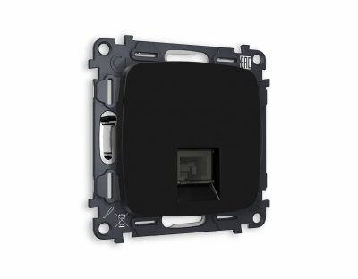 Комплект механизма телефонной розетки OMEGA MO812030 Черный матовый RJ-11(4P4C) с защитной шторкой QUANT Ambrella Volt Комплект механизма телефонной розетки OMEGA MO812030 Черный матовый RJ-11(4P4C) с защитной шторкой QUANT Ambrella Volt