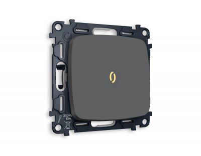 Комплект механизма 1-клавишного выключателя с подсветкой 3200K OMEGA MO902010 Графит мягкое касание QUANT Ambrella Volt Комплект механизма 1-клавишного выключателя с подсветкой 3200K OMEGA MO902010 Графит мягкое касание QUANT Ambrella Volt