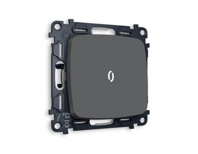 Комплект механизма 1-клавишного выключателя с подсветкой 5600K OMEGA MO902015 Графит мягкое касание QUANT Ambrella Volt