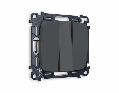 Комплект механизма 3-клавишного выключателя OMEGA MO905010 Графит мягкое касание QUANT Ambrella Volt