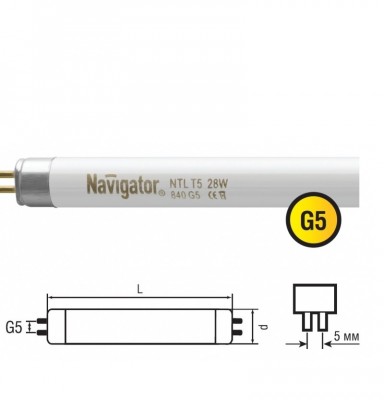 

Лампа люминесцентная Navigator 94 121 NTL-T5-28-860-G5