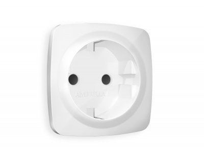 Лицевая панель OMEGA (Белый глянец) для электрической розетки с заземлением со шторками QUANT OP1070 Ambrella Volt