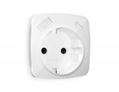 Лицевая панель OMEGA (Белый глянец) для розетки с заземлением со шторками 2USB тип A+C QUANT OP1100 Ambrella Volt