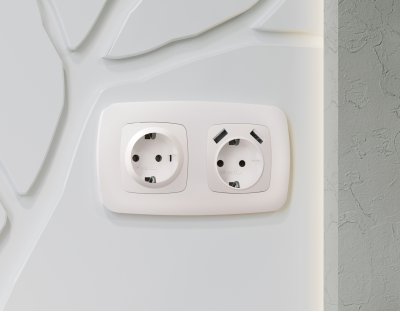 Лицевая панель OMEGA (Жемчуг) для электрической розетки с заземлением QUANT OP2060 Ambrella Volt