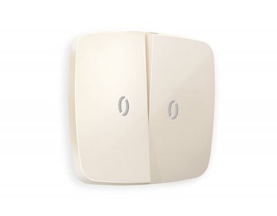 Лицевая панель OMEGA (Бежевый глянец) для 2-клавишных выключателей с подсветкой QUANT OP3040 Ambrella Volt