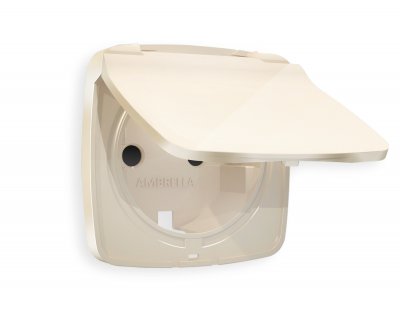 Лицевая панель OMEGA (Бежевый глянец) для электрической розетки с заземлением со шторками и крышкой IP44 QUANT OP3080 Ambrella Volt