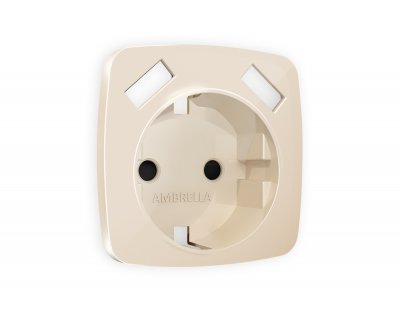 Лицевая панель OMEGA (Бежевый глянец) для электрической розетки с заземлением со шторками 2USB A+A QUANT OP3090 Ambrella Volt