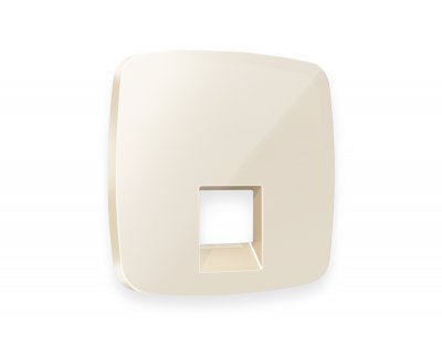 Лицевая панель OMEGA (Бежевый глянец) для компьютерной/телефонной розетки RJ-45/RJ-11 QUANT OP3120 Ambrella Volt