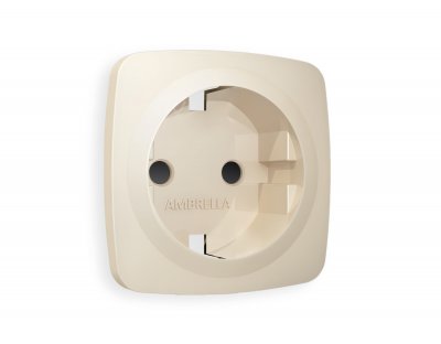Лицевая панель OMEGA (Бежевый матовый) для электрической розетки с/з со шторками QUANT OP3270 Ambrella Volt
