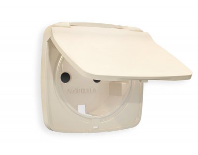 Лицевая панель OMEGA (Бежевый матовый) для электрической розетки с/з со шторками и крышкой IP44 QUANT OP3280 Ambrella Volt