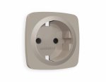 Лицевая панель OMEGA (Серо-бежевый матовый) для электрической розетки с/з со шторками QUANT OP3670 Ambrella Volt