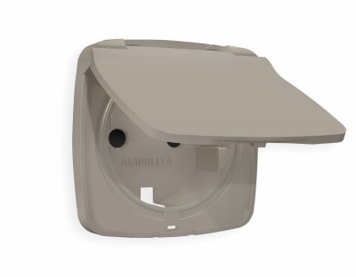 Лицевая панель OMEGA (Серо-бежевый матовый) для электрической розетки с/з со шторками и крышкой IP44 QUANT OP3680 Ambrella Volt