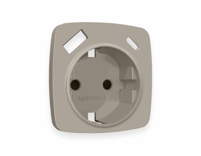 Лицевая панель OMEGA (Серо-бежевый матовый) для электрической розетки с/з со шторками 2USB тип A+C QUANT OP3700 Ambrella Volt