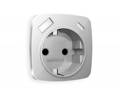 Лицевая панель OMEGA (Серебро глянец) для электрической розетки с заземлением со шторками 2USB A+C QUANT OP4100 Ambrella Volt